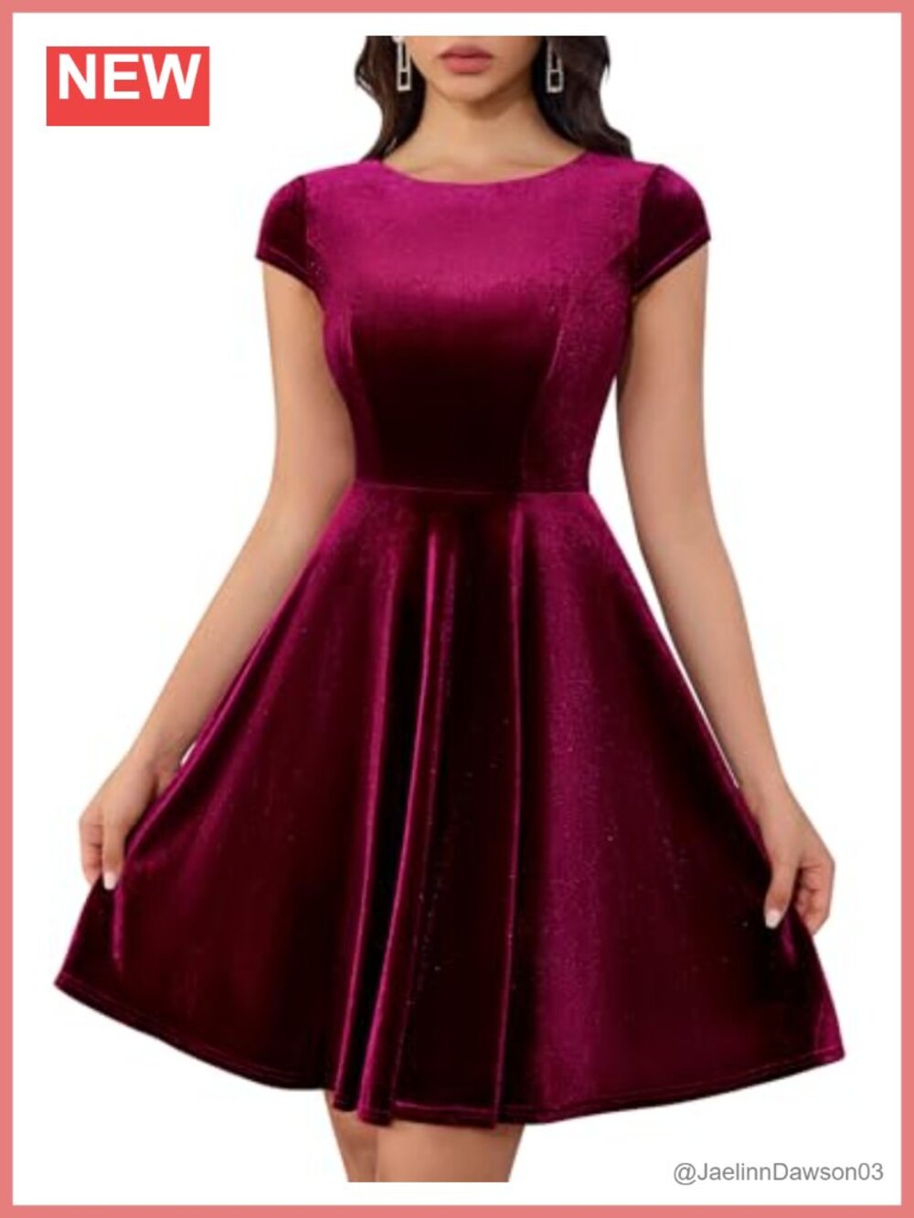 Velvet Cap Sleeve A-Line Cocktail Party Vintage Knee-Length Dress